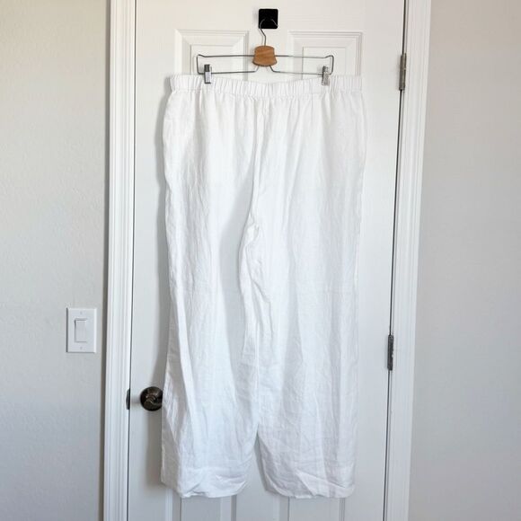 NEW Eileen Fisher 100% Organic Linen Wide Leg Pants in White Full Length 1X - Picture 4 of 11